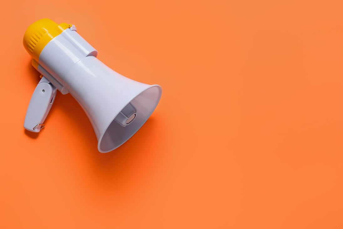 Modern Megaphone on Color Background